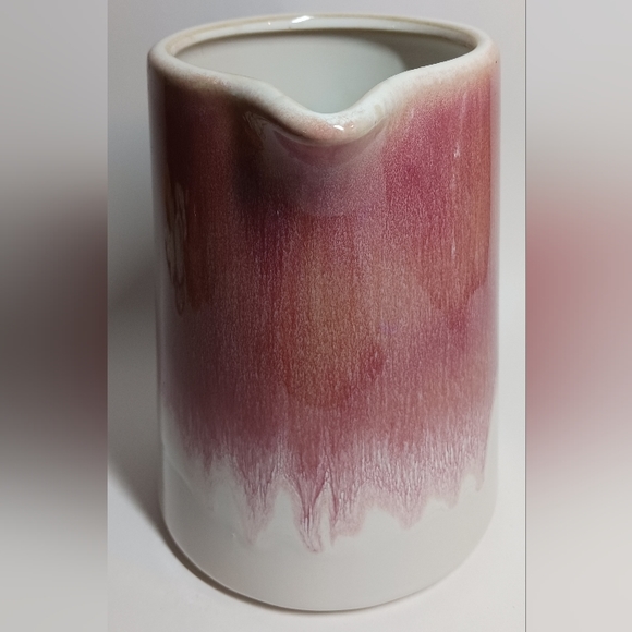 Teleflora Pink Iridescent Reactive Glaze Heart Stone Stoneware Pitcher 6.5" Vase - Picture 2 of 7